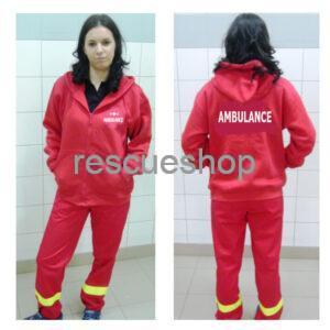 Karcsúsított slim fit kapucnis ambulance pulóver fehér